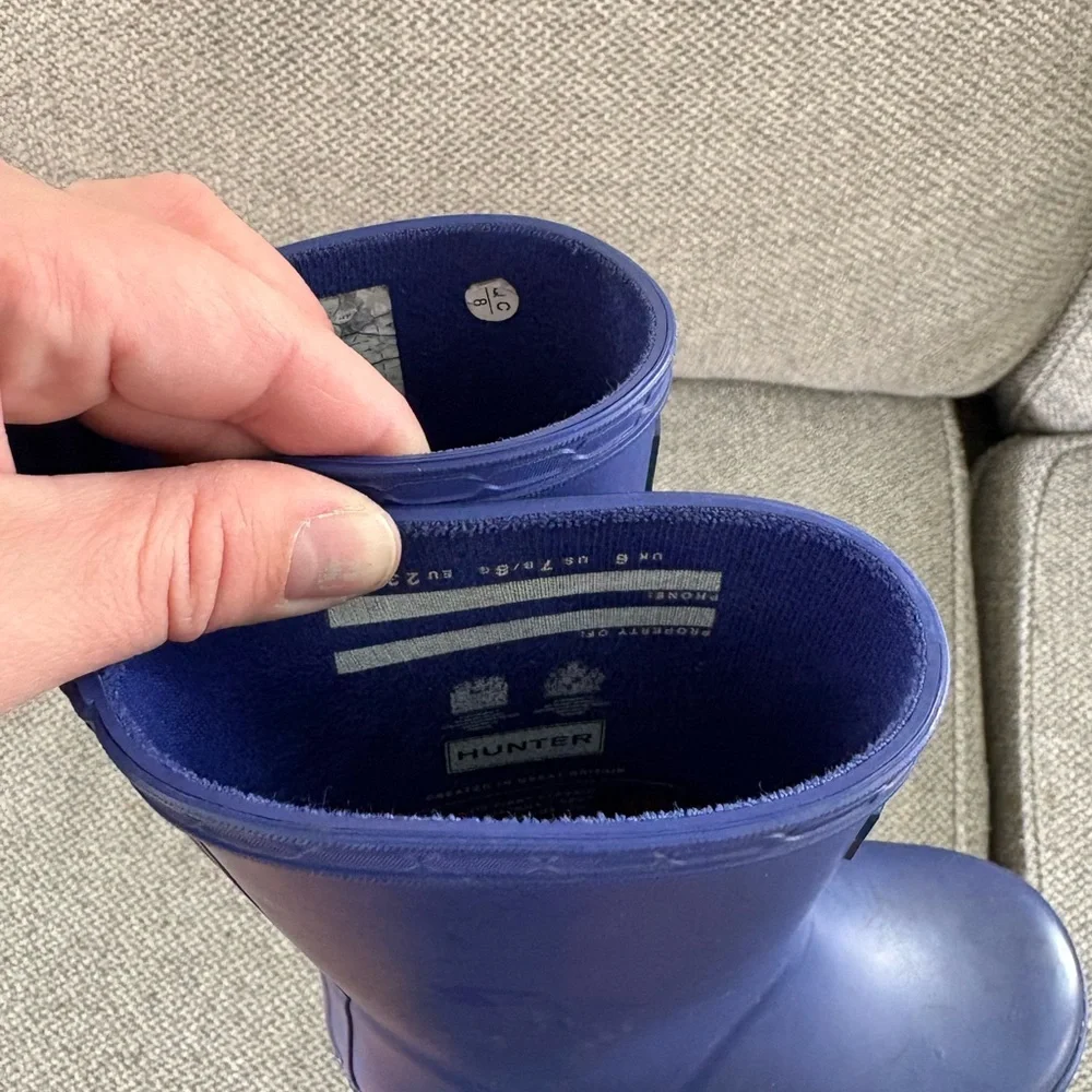 Hunter Kids' Navy Blue Rubber Rain Boots